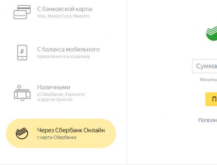 Comment déposer de l'argent sur Yandex Money : aperçu de toutes les options